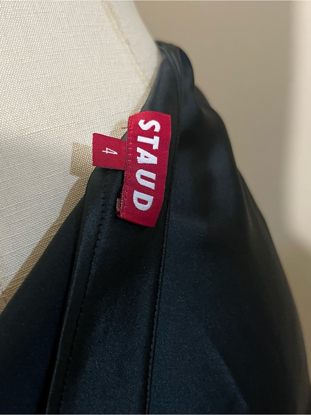 STAUD Satin Bias Midi Skirt in Black - Picture 4 of 5